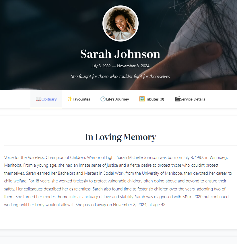 Sarah Johnson Memorial